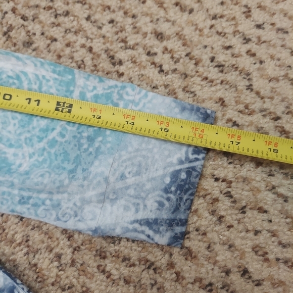 Style & Co Sport Women PM Lightweight Hoodie Blue Paisley Burnout 3/4 Sleeves - Picture 6 of 12